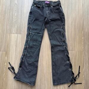 Edikted black denim lace up